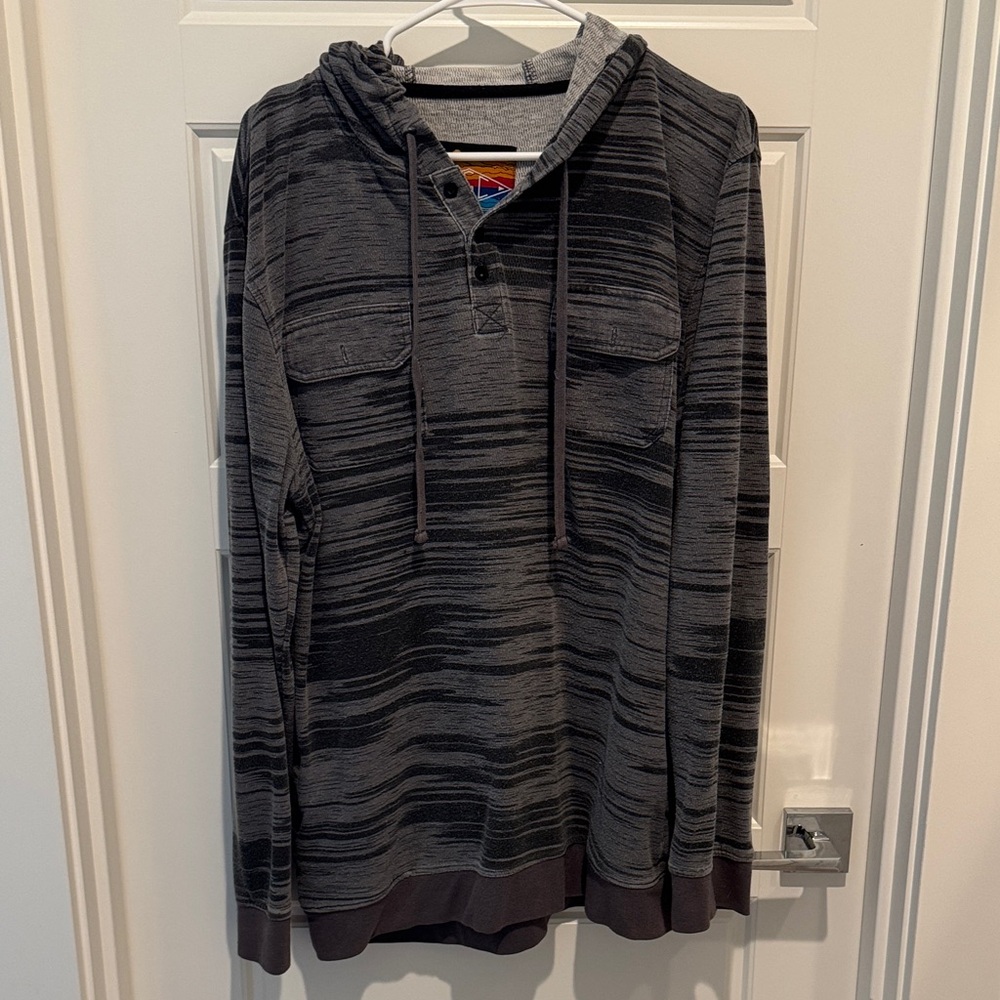 Men's Gray Striped Hoodie Shirt